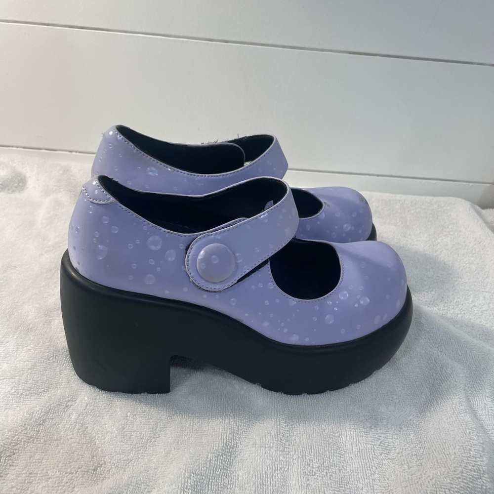 Lilac Raindrop Bubble Anarchic Platform Mary Janes by T.U.K. Footwear - size 7 - Picture 2 of 6